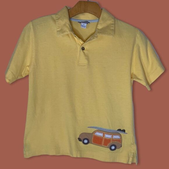 Hartstrings Boy's size 8 Panel wagon surfing yellow Cotton Polo Shirt top - Picture 1 of 11